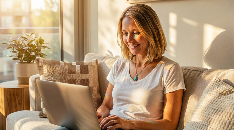 Woman Laptop Couch